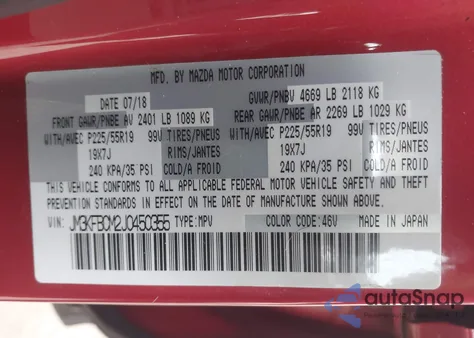 2018 Mazda Cx-5 Touring from USA, damaged, VIN JM3KFBCM2J0450355